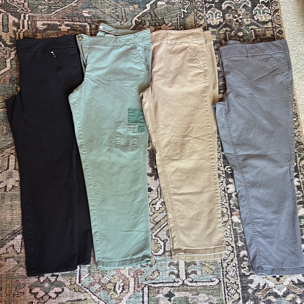 Loft size 14 Casual Pants - Black, Tan, Gray, Green chino cropped capri LOT